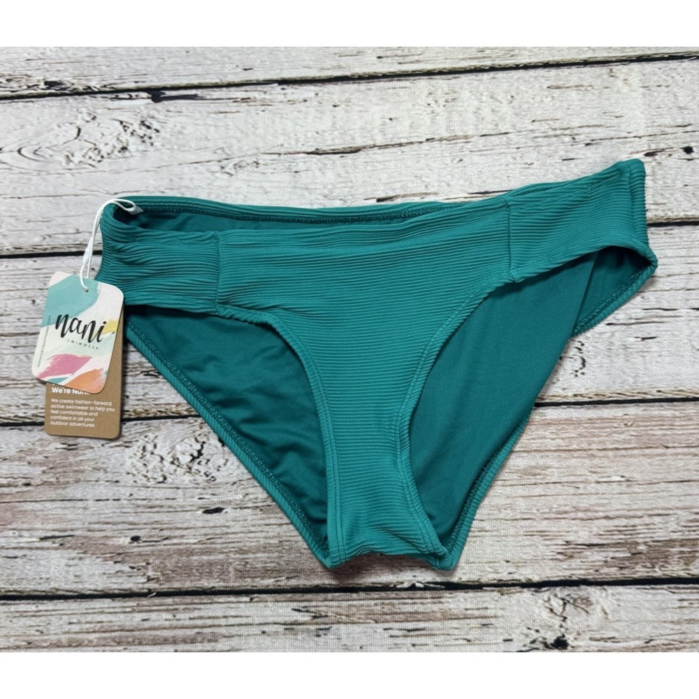 Nani Swimwear Women's Textured Classic Emerald Green Bikini Bottom Small NWT